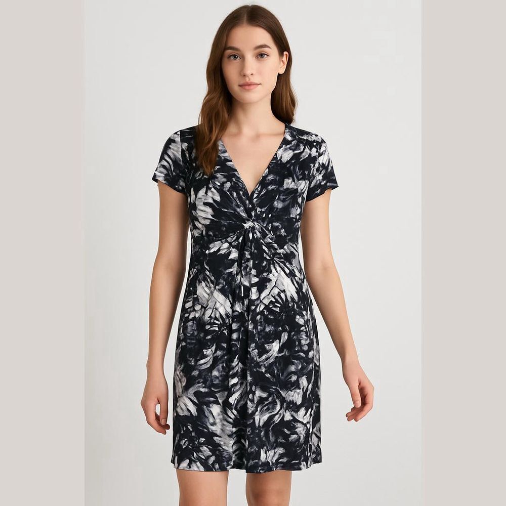 Daisy Fuentes Dress - Women's M - Black White Twist Front